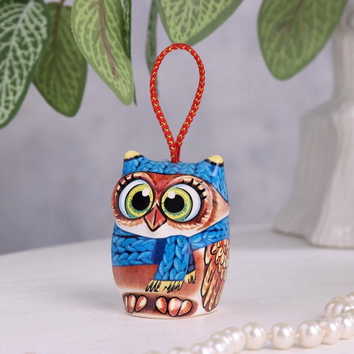 Сувенир Сувенир "Сова в синем шарфике", керамика