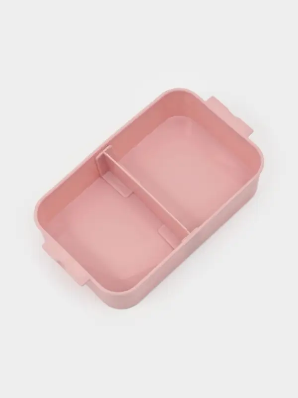 Ланч-бокс, 2 отделения, 2 яруса, с вилкой и ложкой, бутылкой 500мл,20х17х5,5 см,цвет розовый   10949