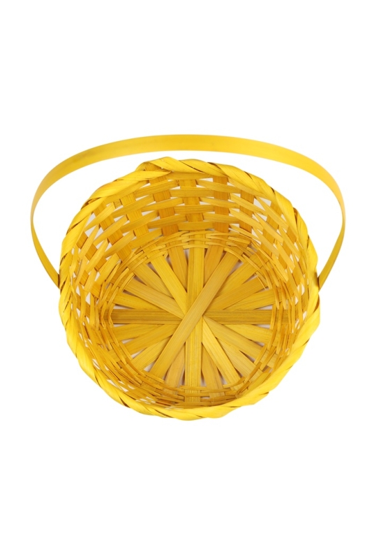 Корзина плетёная, 20×20×9 см, ручка h=25 см, бамбук, желтая