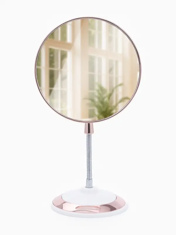 Зеркало настольное, круглое, на гибкой ножке, 16&times;29.5 см, (d=15.5 см), цвет медный