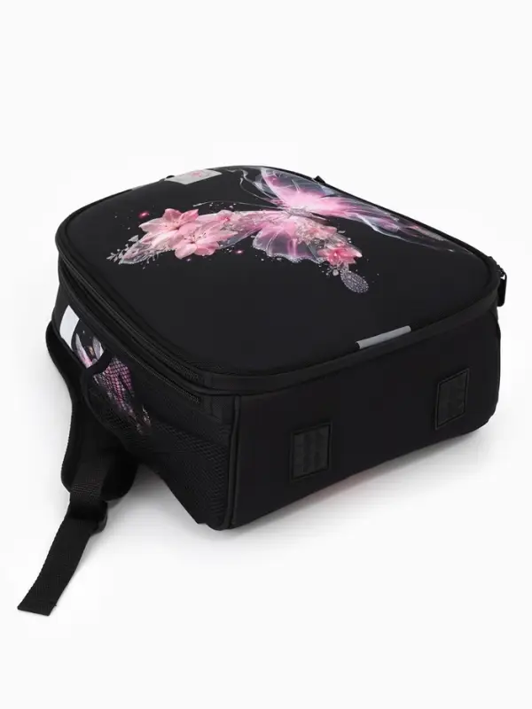 Рюкзак школьный для девочки &laquo;Бабочка&raquo;, Stavia, эргономичная спинка, 30&times;16&times;38 см, чёрный