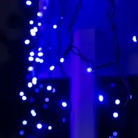 Гирлянда &laquo;Бахрома&raquo; 3&times;0.6 м, IP44, УМС, тёмная нить, 160 LED, свечение синее, 220 В