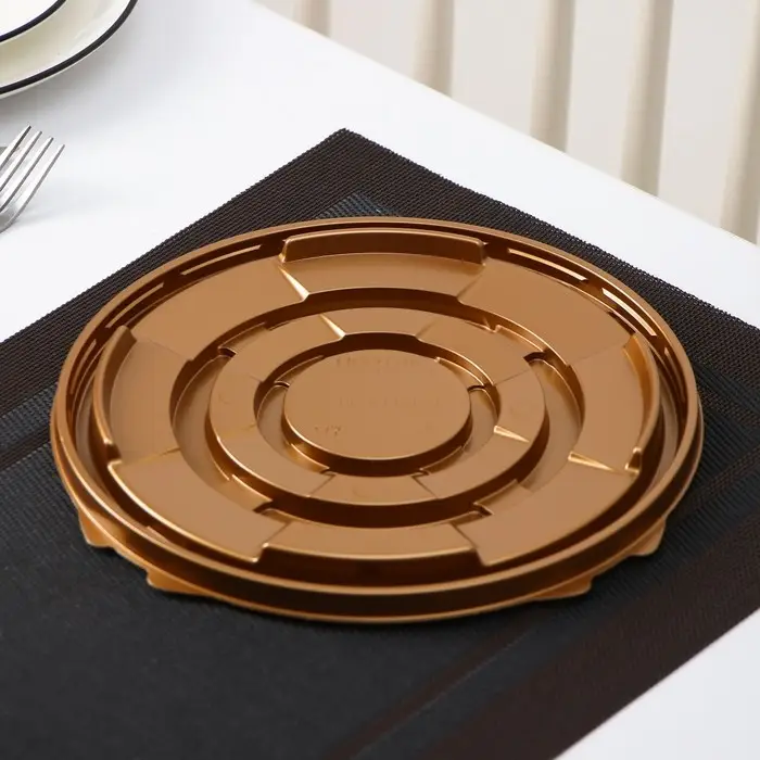 Дно для тортницы пластиковое одноразовое ПР-Т-193, 11×10×7 см, внутренний 22,5×19,4×10 см, цвет золотой, 200 шт/уп