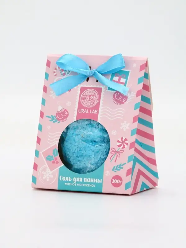 Соль для ванны, 200 г, аромат мятное мороженое, URAL LAB Соль для ванны, 200 г, аромат мятное мороженое, URAL LAB
