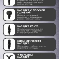 Массажёр для тела LEM-11, перкуссионный, 9 насадок, 9 режимов, чёрный