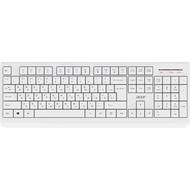 Набор клавиатура+мышь Acer OCC401,белый,USB,беспр,Multimedia (ZL.ACCCC.017)