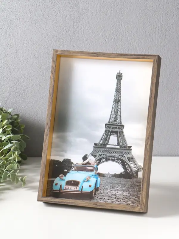 Фоторамка пластик формат А4 "Ламберто" бежево-чёрный с золотом 31х21,8х3,5 см