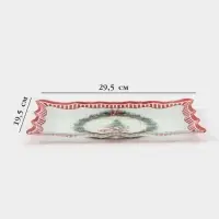 Блюдо новогоднее сервировочное Доляна &laquo;Сказочное настроение&raquo; 29.5&times;19.5 см, стекло, белое, красное