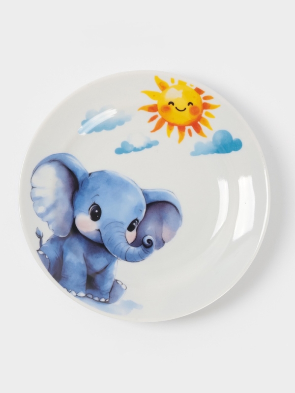 Тарелка мелкая диам. 175 мм Гладкий край Слоник Тарелка мелкая диам. 175 мм Гладкий край Слоник