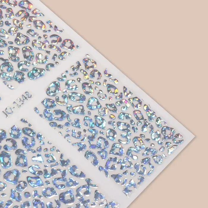 Наклейки для ногтей «Леопард», фольгированные, голографические, цвет серебристый