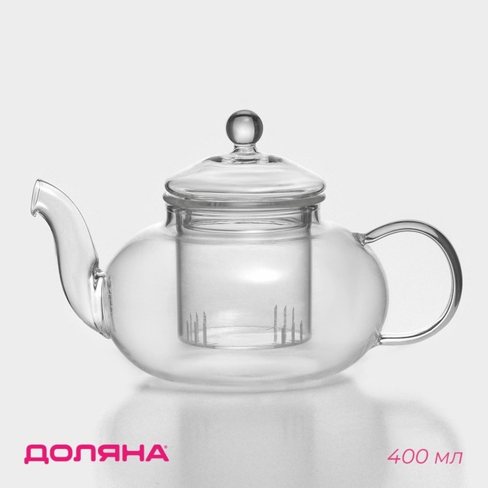 Заварочный чайник Доляна «Валенсия», 400 мл, 17×11×10 см, стеклянное сито, стекло Заварочный чайник Доляна «Валенсия», 400 мл, 17×11×10 см, стеклянное сито, стекло