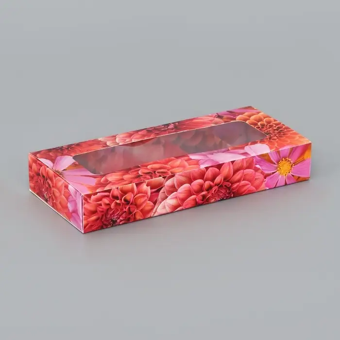 Коробка складная для 10 конфет &laquo;Цветочки&raquo;, 9.8&times;22&times;3.5 см