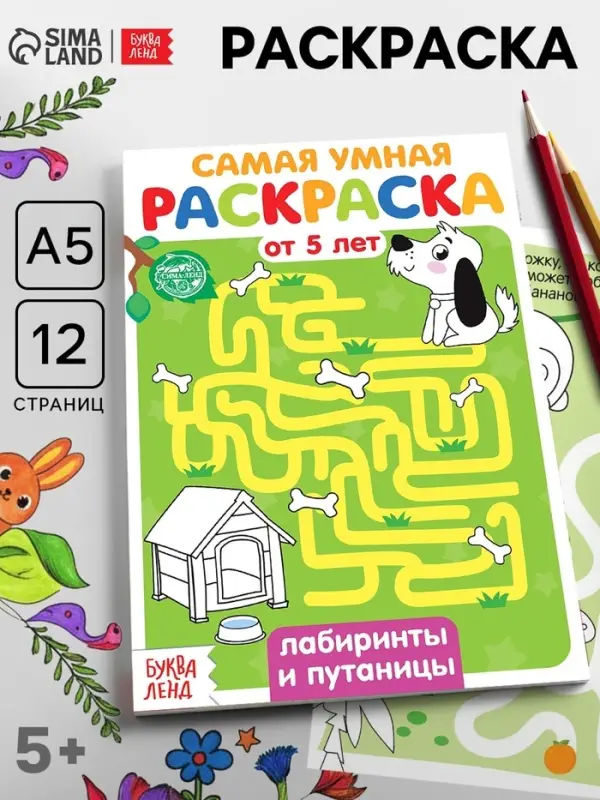 Раскраска детская &laquo;Лабиринты и путаницы&raquo;, 12 стр.