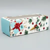 Коробка для кондитерских изделий с окном &laquo;Новогодняя&raquo;, 26 х 10 х 8 см