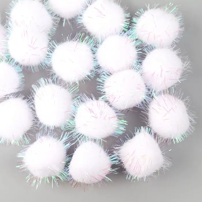 Набор деталей для декора «Бомбошки с блеском», набор 18 шт., размер 1 шт — 2,5 см, цвет белый перламутр