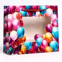 Пакет подарочный с окном &laquo;Воздушные шары&raquo;, 25&times;10&times;22 см