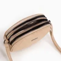 Сумка женская кросс-боди на молнии, 19&times;7&times;15 см, со стёжкой, бежевая