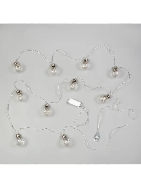 Гирлянда &laquo;Нить&raquo; 3 м с насадками &laquo;Лампочки шары&raquo;, IP20, прозрачная нить, 80 LED, свечение белое, 8 режимов, 220 В