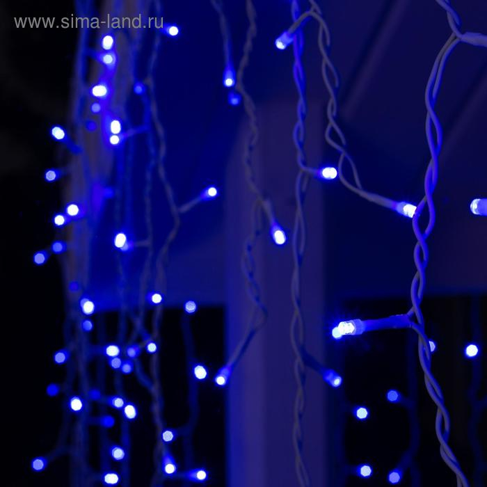 Гирлянда «Бахрома» 3 × 0.9 м, IP44, УМС, белая нить, 232 LED, свечение синее, 220 В