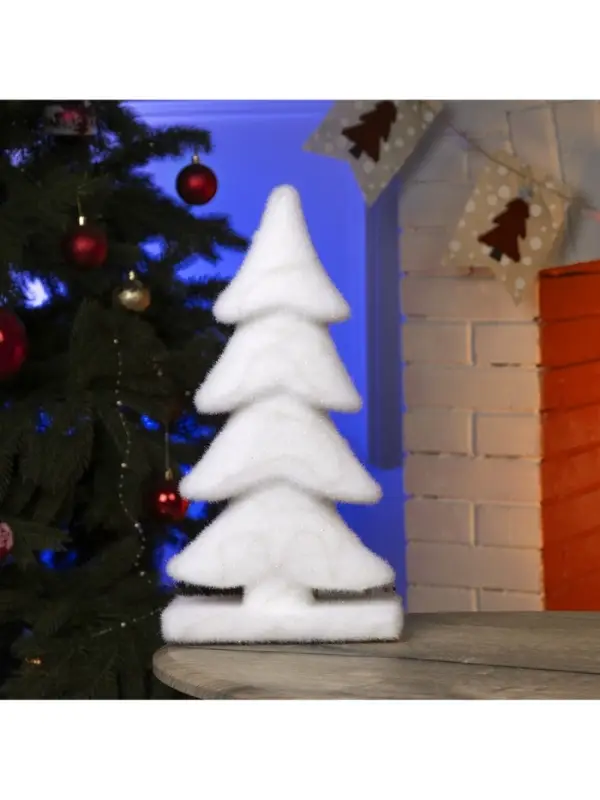 Светодиодная фигура &laquo;Ёлочка&raquo; 22&times;40&times;12 см, флок, от батареек ААх2, свечение тёплое белое