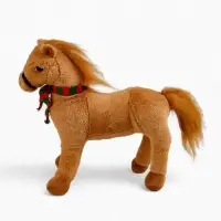 POMPOSHKI Мягкая игрушка Лошадка в шарфе, коричневая