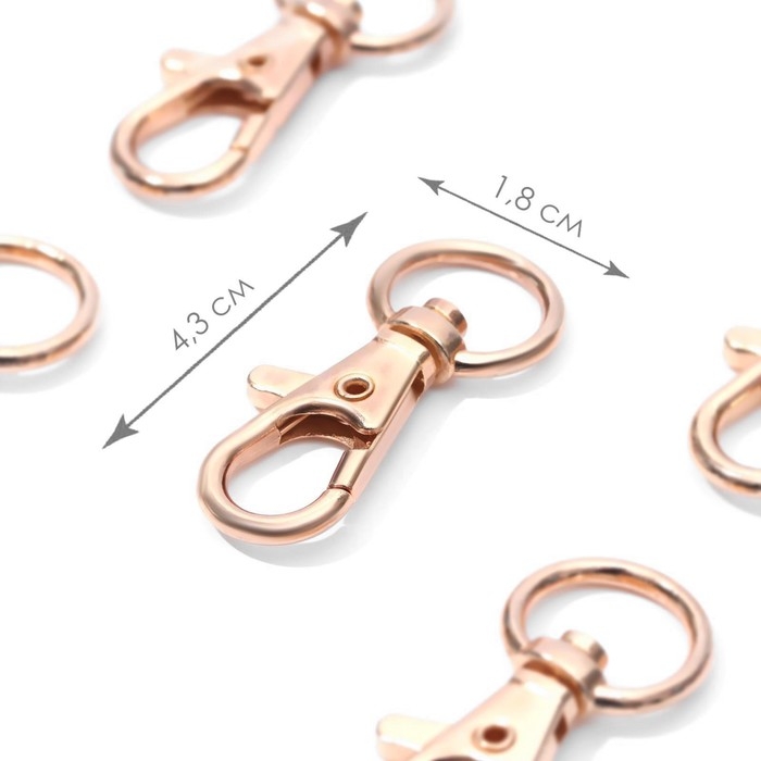 Карабин металлический, 43 × 18 мм / 13 × 2,3 мм, 5 шт, цвет золотой Карабин металлический, 43 × 18 мм / 13 × 2,3 мм, 5 шт, цвет золотой