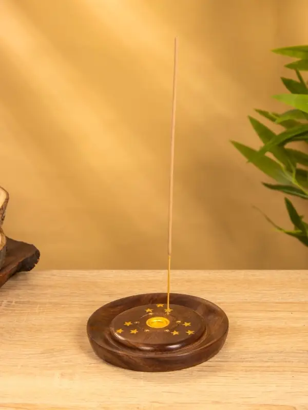 Подставка под благовония круглая Подставка под благовония круглая "Звёзды" 12,5х12,5х2 см, дерево шишам