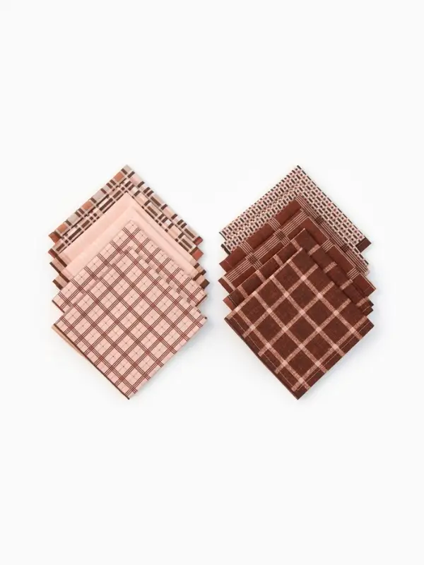 Платки носовые мужские &laquo;Этель&raquo;, 30&times;30 см, набор 12 шт., 100% хлопок, коричневые, рисунок МИКС