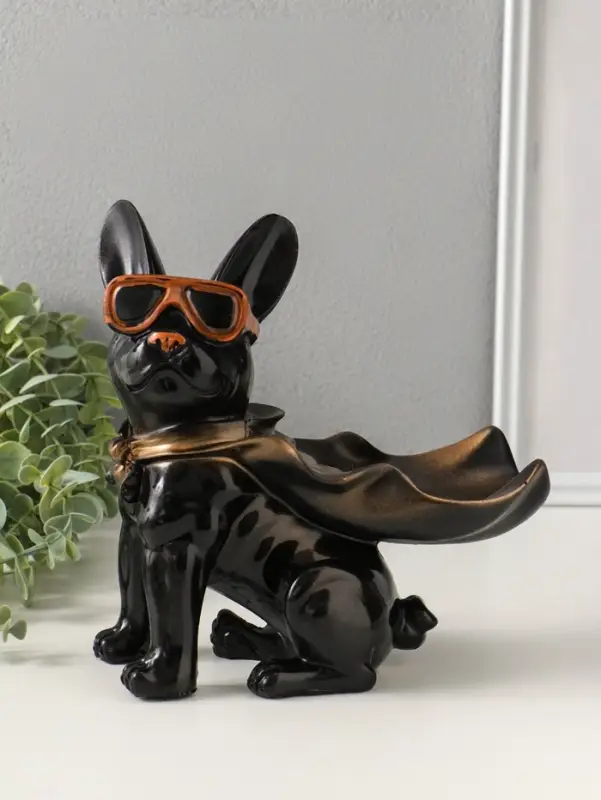 Подставка для мелочей &laquo;Фигурка. Бульдог в плаще&raquo;, полистоун, чёрная, 23&times;20&times;13 см