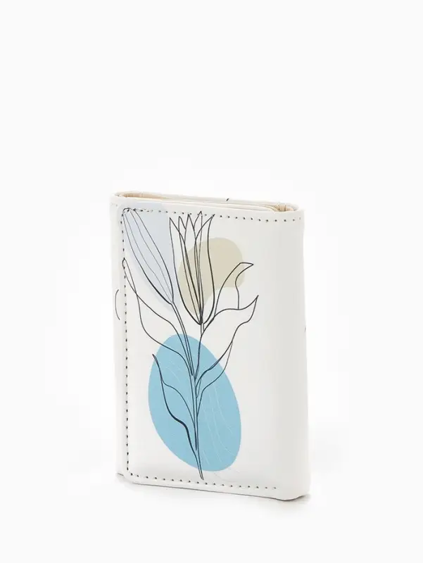 Кошелёк женский на кнопке, 10.5&times;2.5&times;8.5 см, с цветочным принтом, белый