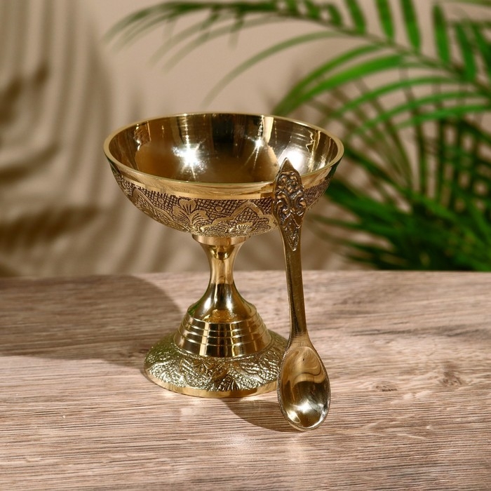 Креманка  Креманка "Айс крим" с ложечкой, латунь 9 см