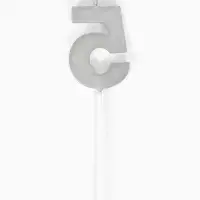 Свеча для торта &laquo;Элемент&raquo;, цифра "5" серебро