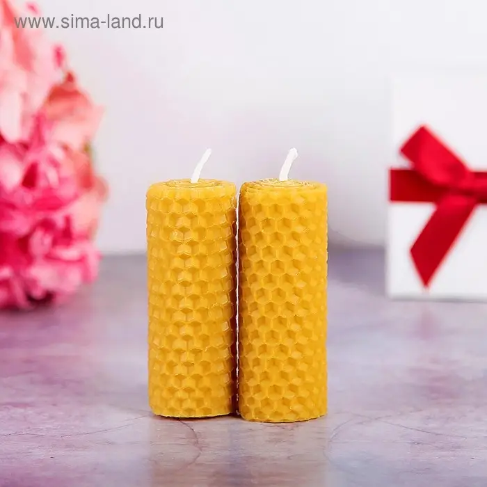 Свеча из вощины 8 см, 2 шт  с прополисом
