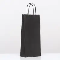 Пакет крафт под бутылку, чёрный,14×8×32 см