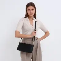 Сумка женская кросс-боди на молнии, 25.5&times;6.5&times;12.5 см, чёрная