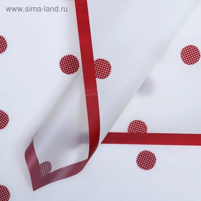 Плёнка для цветов, красный горох, 57×57 см