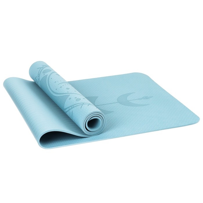 Коврик для йоги Sangh «Луна», 183х61х0,6 см, цвет пастельный голубой Коврик для йоги Sangh «Луна», 183х61х0,6 см, цвет пастельный голубой