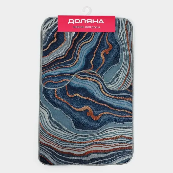 Коврики для ванной и туалета Доляна &laquo;Каменная лагуна&raquo;, 2 шт., 50&times;80 см, 50&times;40 см