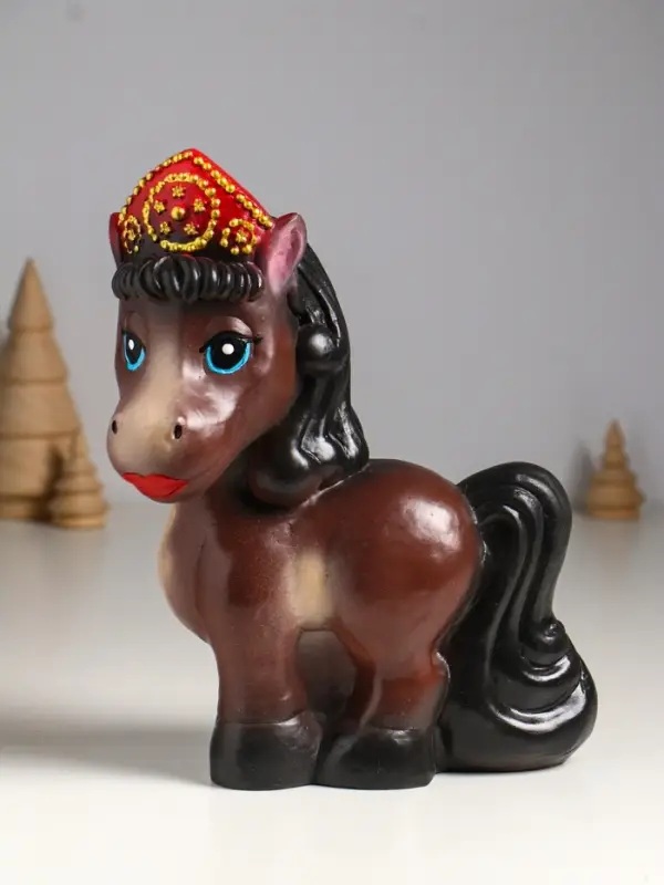 Копилка "Лошадь в кокошнике" 23х17,5х10 см, коричневый