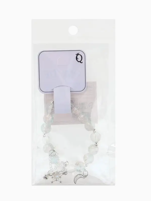 Браслет с подвесками &laquo;Сахарный. Ночное небо&raquo;, d=6 см, шар № 10/8, розовый, голубой в серебре