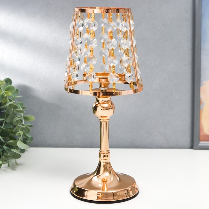 Подсвечник металл на 1 свечу  Подсвечник металл на 1 свечу "Кристаллы - Лампа" золото 26х13х13 см