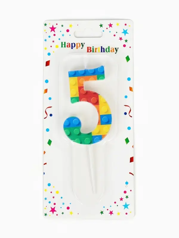 Свеча для торта "Лего" цифра 5