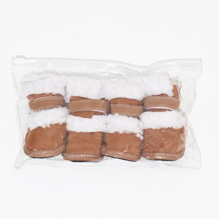 Ботинки Ботинки "Унты", набор 4 шт, размер 4 (подошва 6,5 х 4,7 см), коричневые