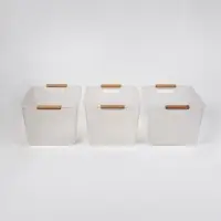 Корзины для хранения Wood Fusion, набор 3 шт.: 33.5&times;23&times;17 см, пластик, буковое дерево