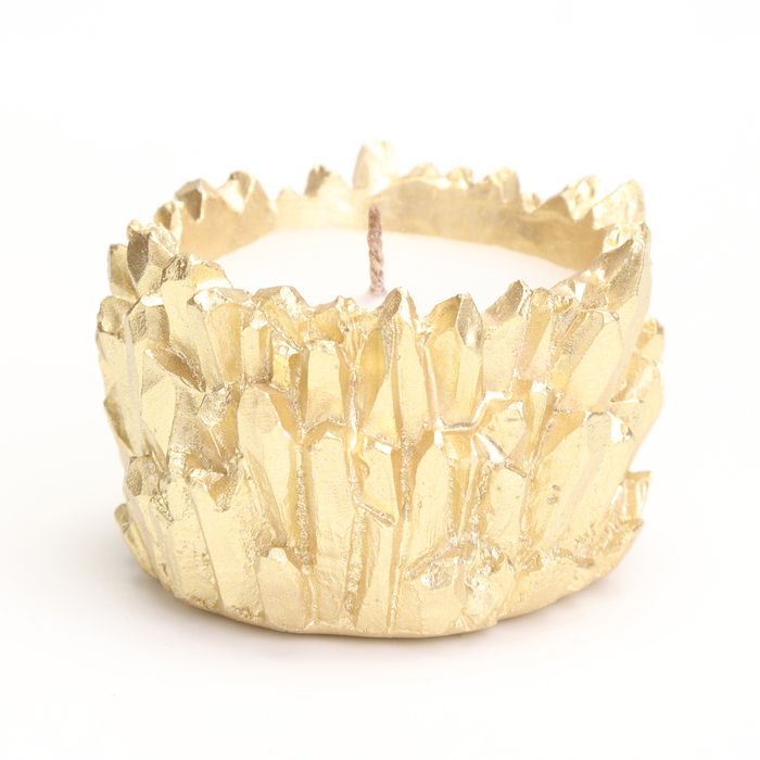 Свеча Свеча "Кристаллы" в подсвечнике из гипса,6х4см, золото