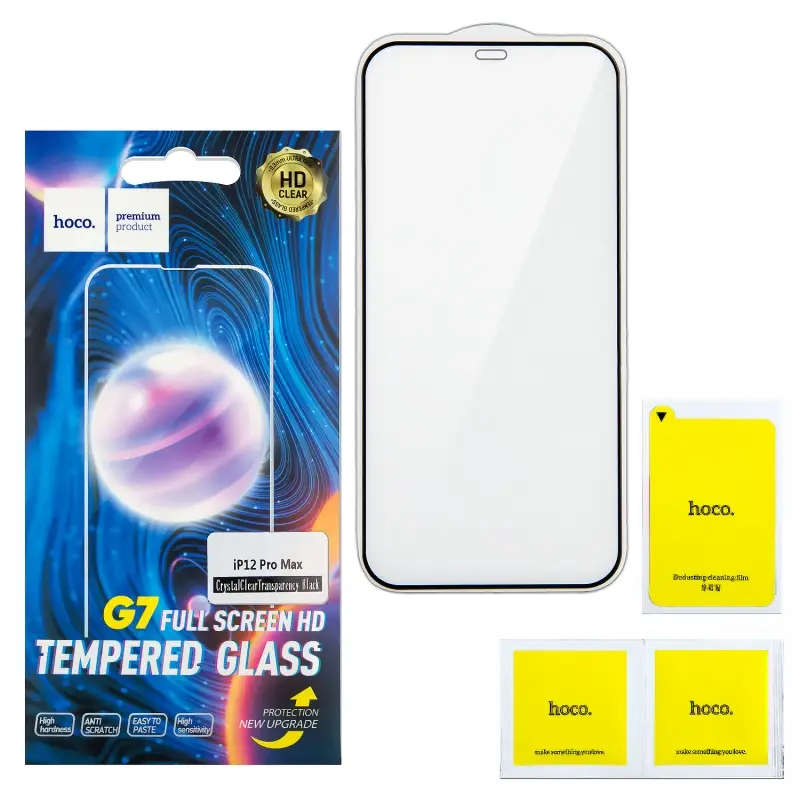 Защитное стекло IPH 12 Pro Max (6.7) G7 HOCO черное