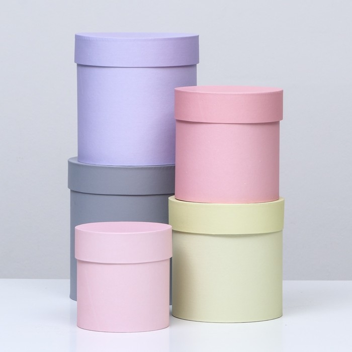 Набор круглых коробок 5 в 1 Набор круглых коробок 5 в 1 "Дымка" 20 х 20 - 13 х 13