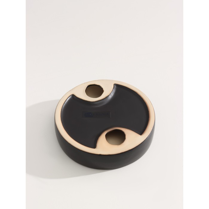 Набор для ванной комнаты Доляна «Клеопатра», 3 предмета (мыльница, дозатор для мыла, стакан), цвет чёрно-золотой