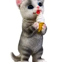 Садовая фигура из полистоуна &laquo;Котёнок с мороженым&raquo;, 19&times;11&times;7 см