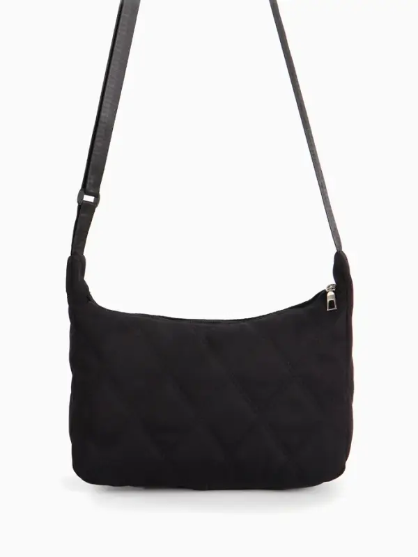 Сумка женская багет на молнии, 30&times;10&times;19 см, чёрная